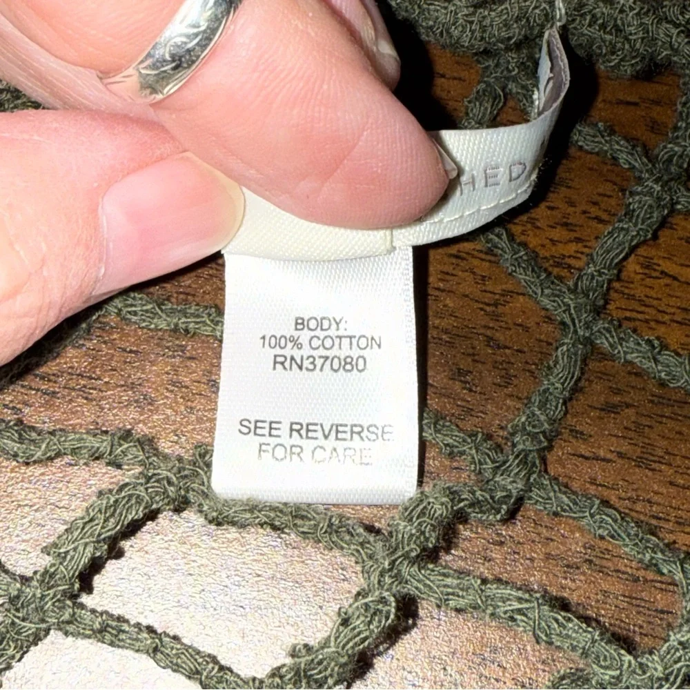 Cato Olive Green Crochet Knit Top Boho Sheer Long Sleeve Festival 14/16W - Picture 6 of 8